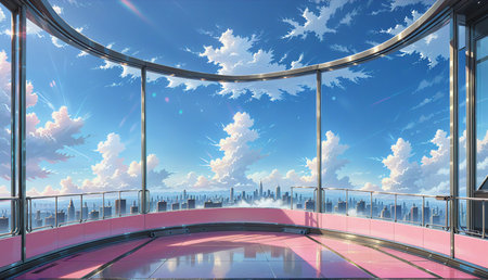 "Observation deck overlooking the city"の素材