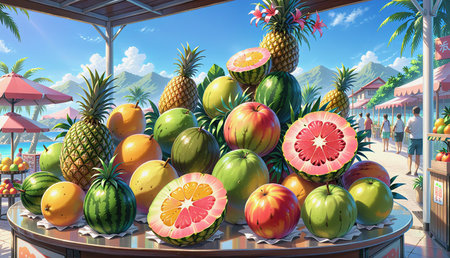 "Tropical fruit stand"の素材
