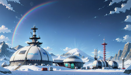 "Giant dome-shaped research institute in the polar regions"の素材