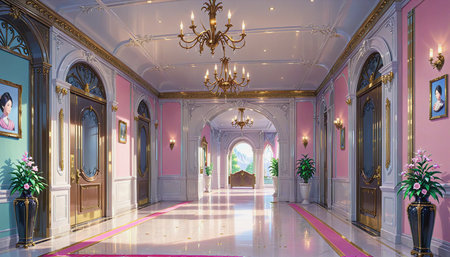 "Beautiful mansion hallway"の素材
