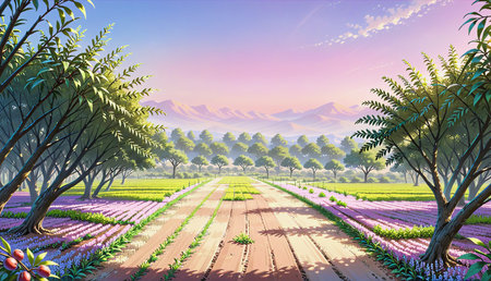 "Rural landscape of flowers"の素材