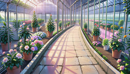 "Greenhouse flower cultivation"の素材