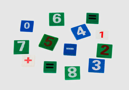 colored numerals on a white background isolated