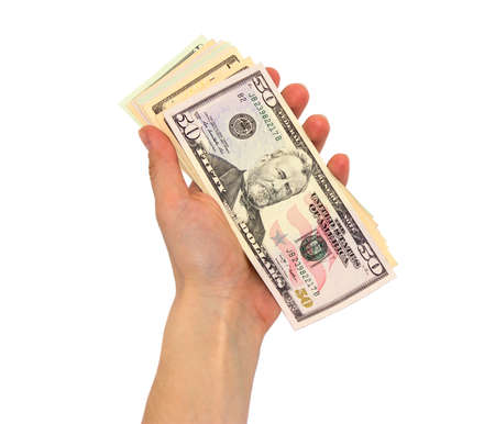 A lot of dollars on a white background isolated