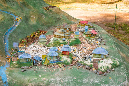 Mountain settlement. Ukraine. Carpathians.の写真素材