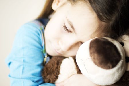 girl with teddy bearの写真素材