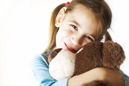 girl with teddy bearの写真素材