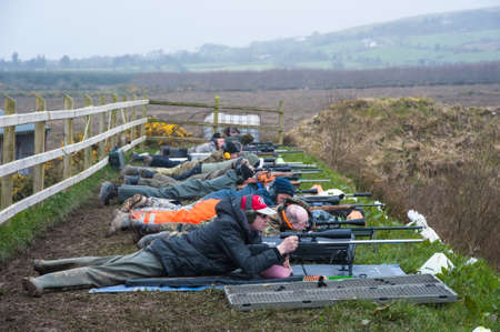 Castlemaine Ireland  28th March 2015: Rifle target shooting at Castlemaine gun range Target shooting has grown popularity in Ireland even with some of the strictest firearms laws in Europeのeditorial素材