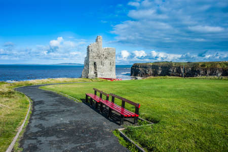Ballybunion castle Ruins on the west coast of County Kerryのeditorial素材