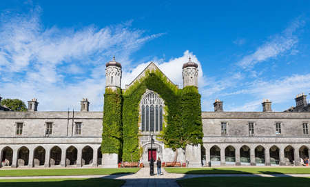 Panoramic view of the Quadrangle building in  Galway city University,のeditorial素材