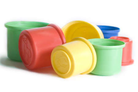 Colorful plastic containers for childrenの写真素材