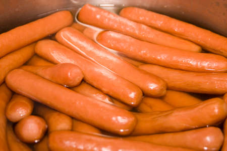 A lot of sausage in a panの写真素材