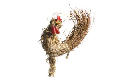 a hen made of straw, decoration for easterの写真素材
