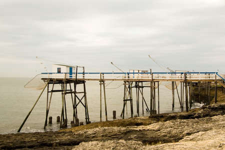 fisherman's wooden cottage at the coast of Franceの写真素材