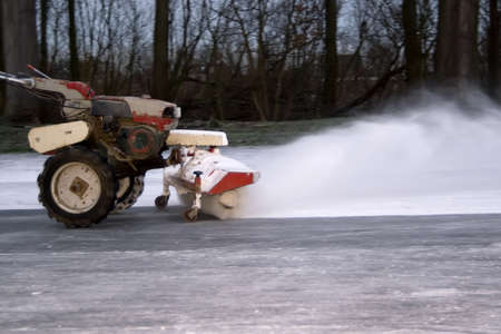 getting the ice ready for skatingの写真素材