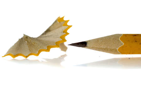 Sharpened pencil and wood shavings