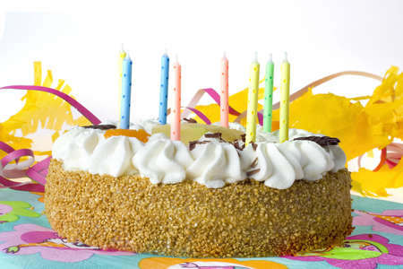 a birthdaycake with candles の写真素材