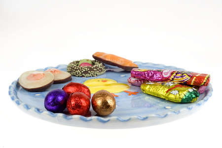 a plate with chocolate candies for easter