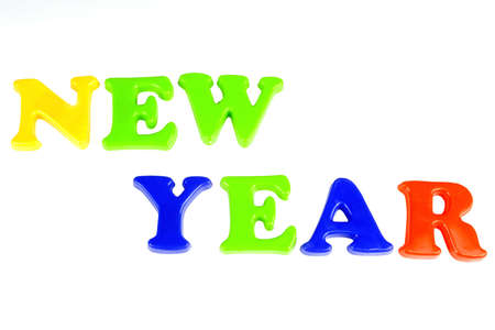 the word "new year" made of colorful lettersの写真素材