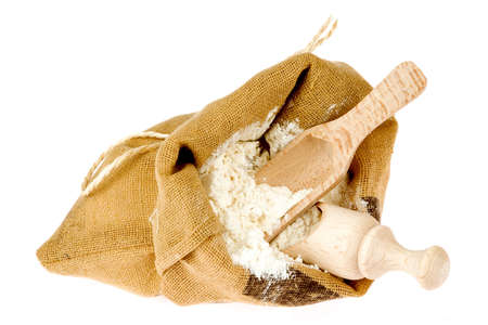 white flour in a bagの写真素材