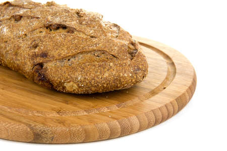 nut bread on a cutting boardの写真素材