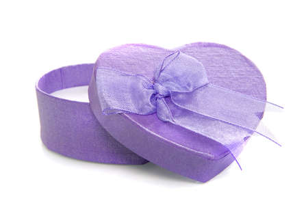 a pruple heart box on a white backgroundの写真素材