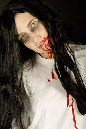 a women, dressed for halloweenの写真素材