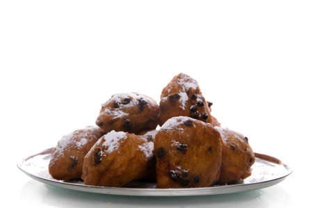 a plate with oliebollen, a dutch traditionの写真素材