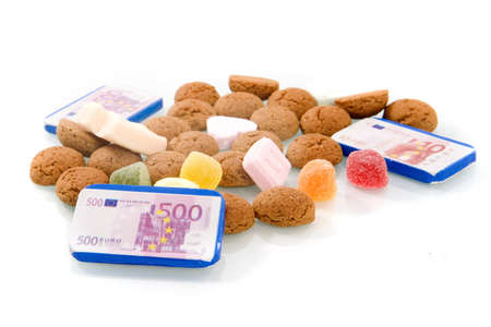 candies, nuts and chocolate for "Sinterklaas", a dutch traditionの写真素材