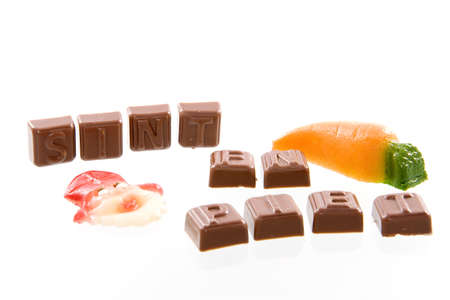 the word 'sint en piet' in chocolate lettersの写真素材