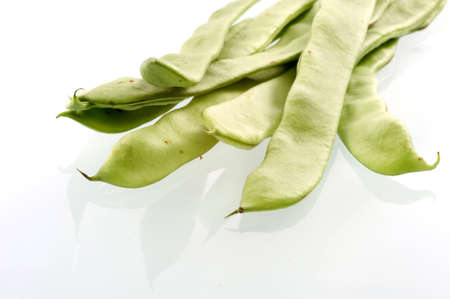 French beans on a white backgroundの写真素材