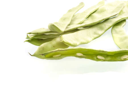 French beans on a white backgroundの写真素材