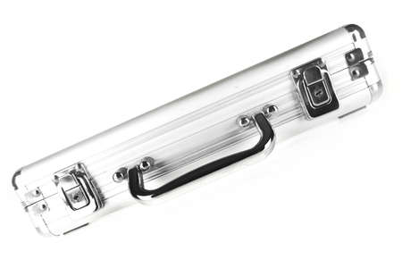 a professional aluminium suitcase on whiteの写真素材