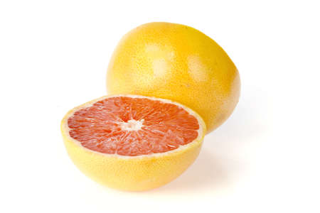 a grapefruit on a white backgroundの写真素材