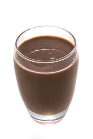 a glass with chocolate-milkの写真素材