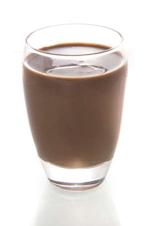 a glass with chocolate-milkの写真素材