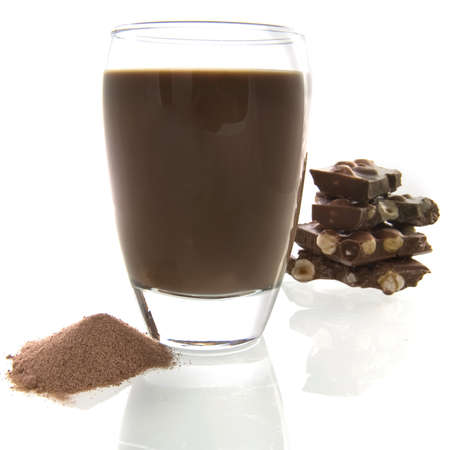a glass with chocolate-milkの写真素材