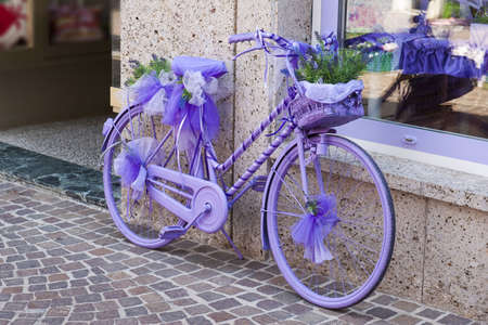 a decoratieve, purple bikeの写真素材