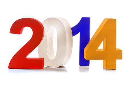 The number 2014, the year 2014, on a white の写真素材