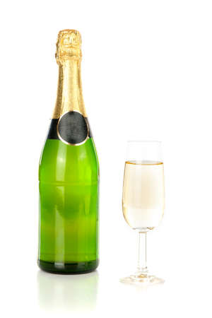 Champagne and a glass, for celebrating New Yearの写真素材