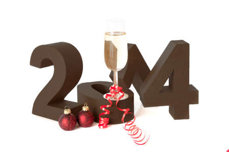 The year 2014, celebrating new year with champagne!の写真素材