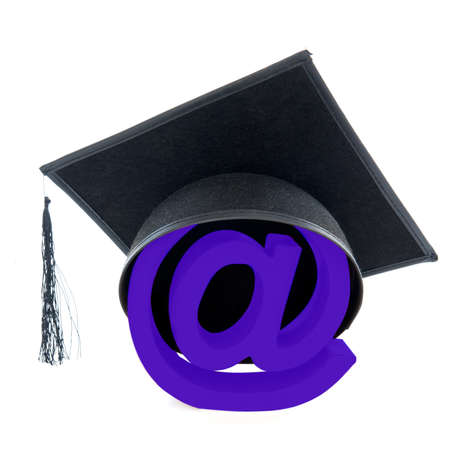 Graduate as computer specialist, on a white backgroundの写真素材