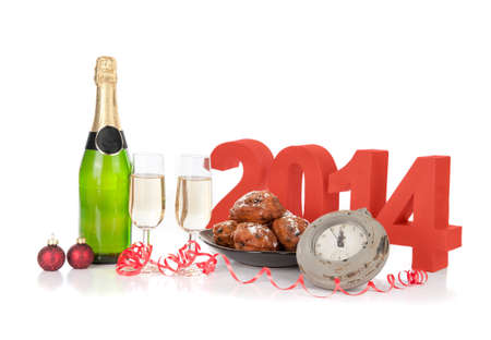 The year 2014, celebrating new year with champagne!の写真素材