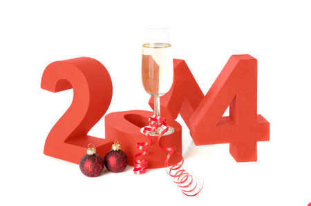 The year 2014, celebrating new year with champagne!の写真素材