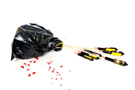 Cleaning up the mess, on new year's dayの写真素材
