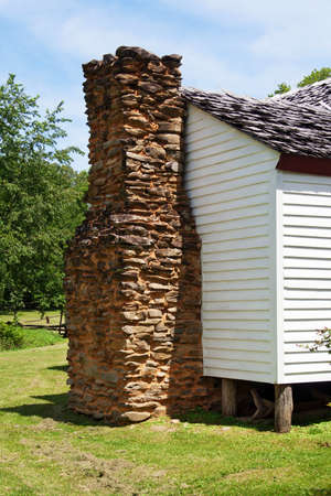 The chimney attached to the historic Gregg Cable House at Cades Cove, Great Smoky Mountains National Park, built in 1879.のeditorial素材