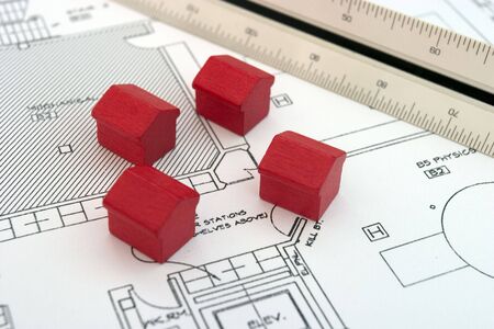 Four houses and scalimeterの写真素材