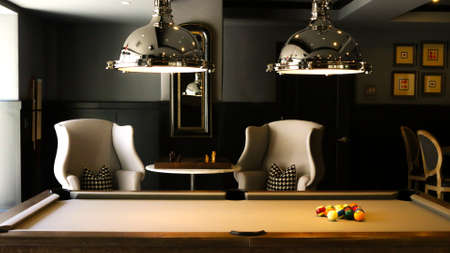 Contemporan room with a billiard tableの写真素材