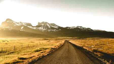 A long lonely road to the mountainsの写真素材