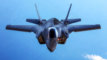 A jet plane from frontの写真素材